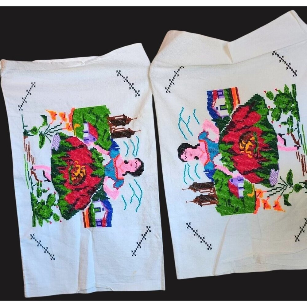 Celia Garduño Latino Artist 2 Pillow Cases Open Ended Hand Stitched Bright Vibra